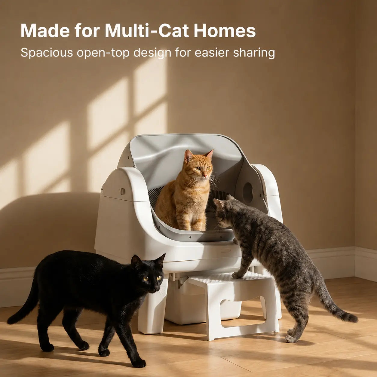 Petpivot Autoscooper 12 Lite Open Top Self-Cleaning Cat Litter Box with Advanced Safety Sensors and Senior-Friendly Access Step