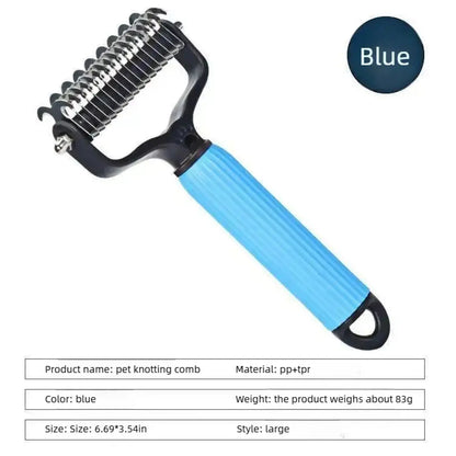 Professional Pet Grooming Tool: Universal Detangling Comb for Dogs with Stainless Steel Double-Sided Design for Effective Shedding and Matted Hair Management.