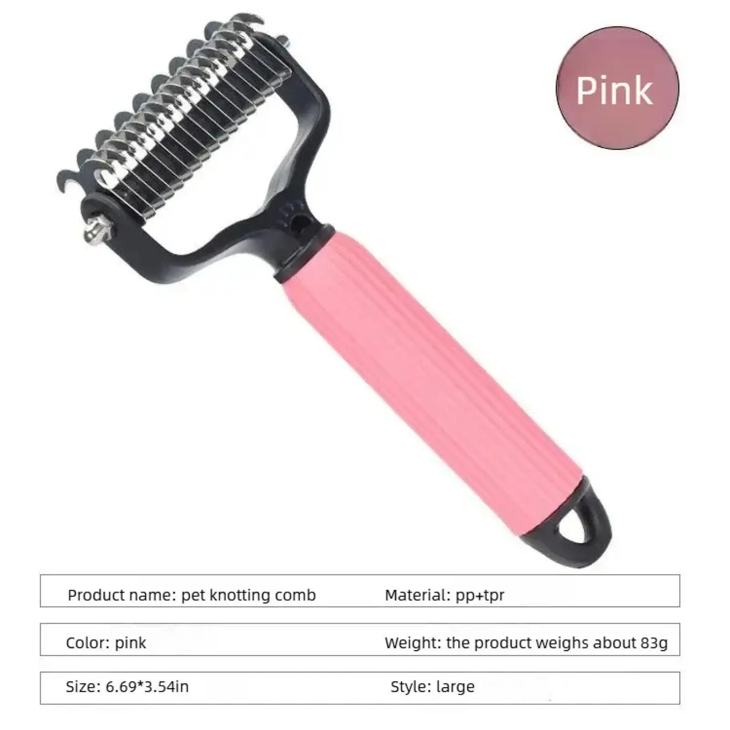 Professional Pet Grooming Tool: Universal Detangling Comb for Dogs with Stainless Steel Double-Sided Design for Effective Shedding and Matted Hair Management.
