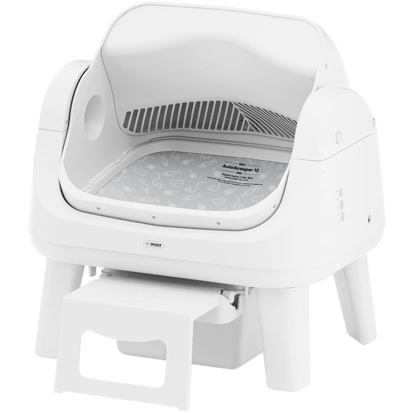 Petpivot Autoscooper 12 Lite Open Top Self-Cleaning Cat Litter Box with Advanced Safety Sensors and Senior-Friendly Access Step